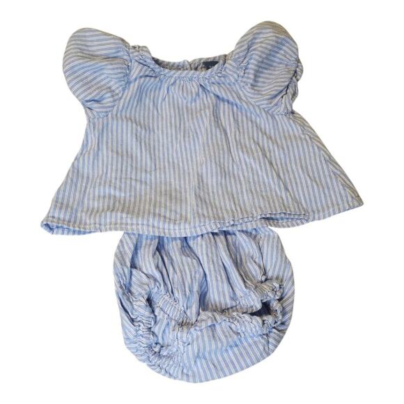 Old Navy Baby Outfit 3–6 Months – Blue & White Striped Top with Matching Bloomer - Picture 1 of 3